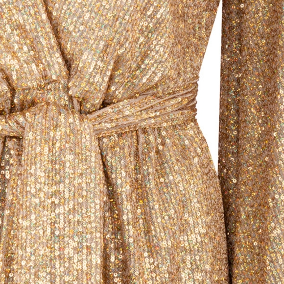 Gold sequin long sleeve dress, size S, Emerald Sunday - Picture 2 of 3